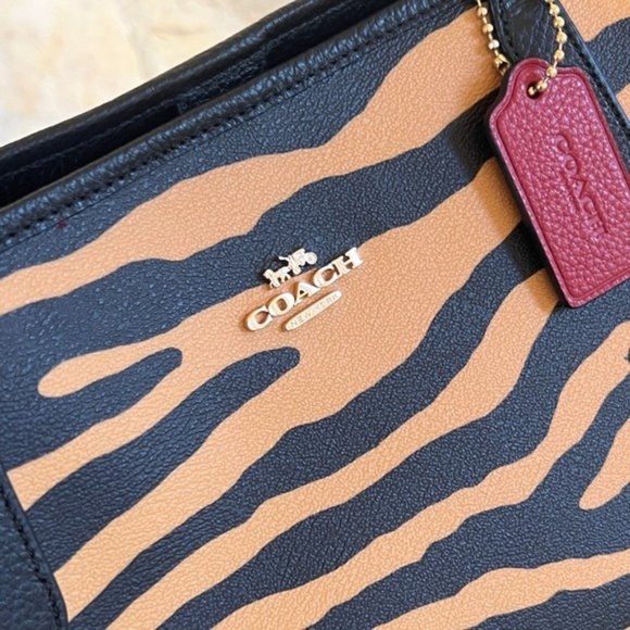 Coach Zebra Print City tote & wallet set brown black NWT - Picture 4 of 15
